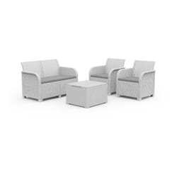 Set 2 Fauteuils + Canapé + Table de Rangement rosalie lounge Blanc - Keter