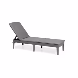 Présentation du Bain de Soleil Le bain de soleil avec coussin coloris gris foncé, imitation rotin tresse, ALLIBERT by KETER,  ...