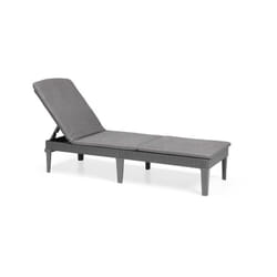 Bain de soleil avec coussin coloris gris fonce - imitation rotin tresse Allibert by keter - 4 positions - jaipur