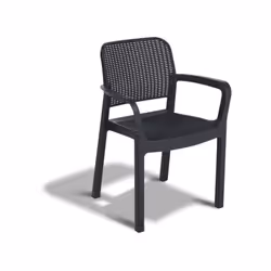 Lots de 6 Fauteuils monoblocs Samanna empilables imitation rotin tressé rond, en résine de synthese injectée (polypropylene - ...