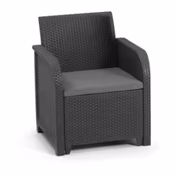 Allibert - by keter - Fauteuil SanRemo - imitation rotin tresse - gris graphite