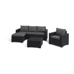 Salon de jardin - en resine imitation rotin tresse Allibert by keter - 5 personnes - Moorea - Gris graphite