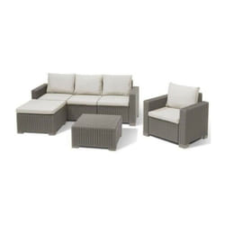 Salon de jardin - en resine imitation rotin tresse Allibert by keter - 5 personnes - Moorea - Cappuccino