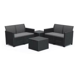 Set 2 Canapés + 2 Tables Basses Containers claire canapé double table de rangement Graphite - Keter