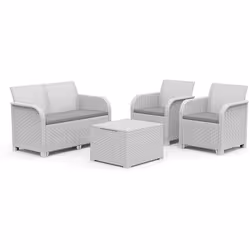 Keter Set 2 Fauteuils + Canapé + Table de Rangement ROSALIE LOUNGE blanc Ce nouvel ensemble de salon Rosali est la solution p ...
