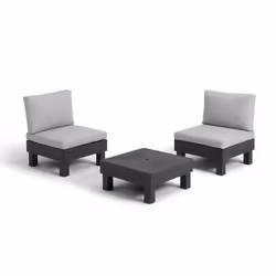KETER - Lot 2 Fauteuils et table basse Elements - Anthracite