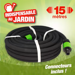 Tuyau d'eau poreux de 15 mètres pour un arrosage au coeur des plantes et gouttes à gouttes. Tuyau d'eau 15 m avec connecteurs ...