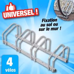 Support 4 vélos Dunlop, fixation mur et sol Support 4 vélos Dunlop, fixation mur et sol. Idéal pour ranger vos vélos, jusqu'à ...