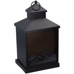 Grundig lampe de cheminée décorative à led 37 cm acier/verre noir