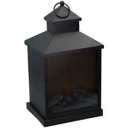 Grundig lampe de cheminée décorative à led 37 cm acier/verre noir