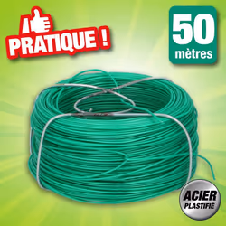 Rouleau de fil de fer plastifié d'une longueur de 50 mètres Grâce à ce fil de ligature en fer plastifié, bien pratique, vous ...