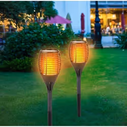 GRUNDIG Torche solaire - 72 LED - 1200 mAh - Effet flamme vacillante - Ø 12 x H78 cm