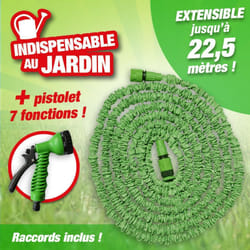 Tuyau d'arrosage extensible jusqu'à 22,5 mètres de longueur + pistolet multijets