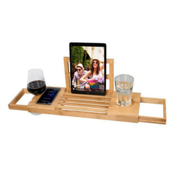 Plateau réglable pour baignoire en bambou avec supports et pupitre