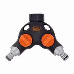 Connecteur double pour tuyaux d'arrosage 3/4" Water Stop - Black + Decker Connecteur double pour raccorder deux tuyaux d'arro ...