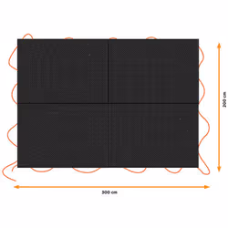 Bâche de remorque noire, dimensions : 3x4m, with 14 oeillets ofaluminium, incl. sandow of 8 mm. black+decker