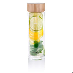 Gourde en verre - Alpina - 450 ml - Bouchon en bambou - Design moderne - Léger et maniable