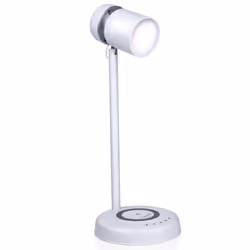 Grundig Lampe LED avec haut-parleur et chargeur sans fil Blanc Ø 12 x 34 cm Plastique 3-en-1