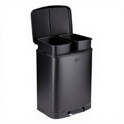 Dirt Devil Poubelle à Pédale en Acier Inoxydable - 2 x 12 L, Noir - Design Compact et Double Compartiment pour Tri des Déchets