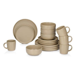 Service de Table - alpina - 16 Pièces - Faïence - Couleur Sable - Pour 4 Personnes