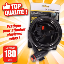 Cable antivol spirale à câble 180 cm Cable antivol spirale à câble 180 cm. Antivol à spirale flexible est résistant idéal pou ...