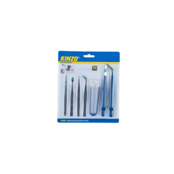 Pack de 7 pinces de précision en acier pour outils Kinzo, à pointe fine et résistantes à la dégradation due à un usage fréque ...