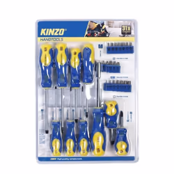 Tournevis KINZO - Kit de 31 pièces - Embouts plats - Bleu