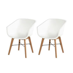 Hartman - Chalet & Jardin Lot De 2 Chaises Amalia Eucalyptus En Résine - Pieds En Bois - Blanc