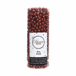 Chaine De Perles Décoratives De Noel Couleur Rouge, 10m