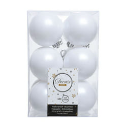 Boite De 12 Boules Décoratives De Couleur Blanches Pour Arbre De Noel. Ø6cm
