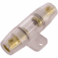 Porte fusible etanche 4AWG 20mm2 Etanche. Doré. IN: 1x4AWG, 20mm2. OUT: 1x4AWG, 20mm2.