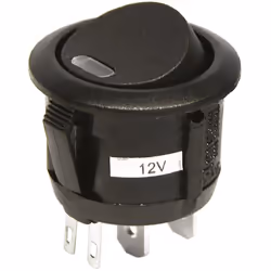 Interrupteur On-Off Noir - 12V 20A 20mm Interrupteur on/off noir LED rouge.