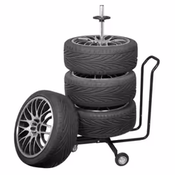 Ce porte-pneu mobile de la marque Carpoint avec housse est parfait pour organiser et ranger les pneus dans l'atelier et le ga ...