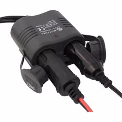 2 in 1 DC. Avec fusible 10A et indicateur LED. Pour fixation à visser ou adhésive. Notice d'emploi dans l'emballage.