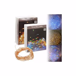 Guirlande lumineuse 40 leds à piles fixes en fil de cuivre white 2,05m de câble 2,05m piles 3xaa non incluses ip20 5cm entre  ...
