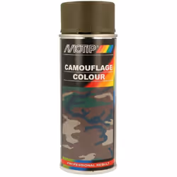 Utiliser la peinture de camouflage MOTIP Camouflage Paint pour traiter les surfaces, traitées et non traitées, en bois, métal ...