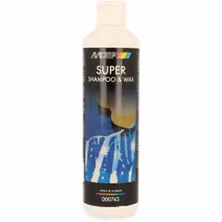 Lavez facilement votre voiture avec MOTIP Super Shampoo & Wax. Le shampooing donne un résultat brillant à votre voiture.
