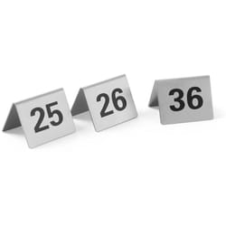 Plaque signalétique TABLE NUMÉRO 25-36 en acier inoxydable, lot de 12 pcs. -Hendi 663868