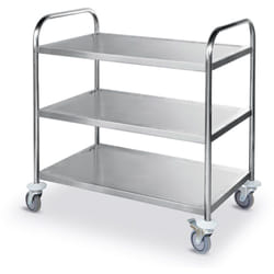 Chariot de serveur 3 plateaux en inox jusqu'à 225Kg Hendi 810101