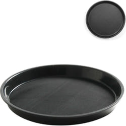 Plateau de serveur, antidérapant, résistant, rond, avec bord, dia. 32 cm - noir