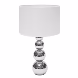 Ranex 6000.074 Lampe de table, Chrome, Blanc, Métal, Textile, Chambre à coucher, Salon, E14, 1 ampoule(s), Ambiance
