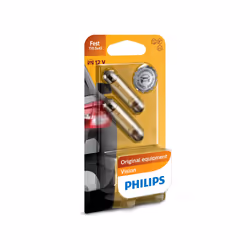 Philips Vision 12866B2 Lampe conventionnelle de signalisation et habitacles, 10 W, 12 V, Décoratif T10.5x43, 2 pièce(s)