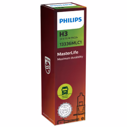 Philips MasterLife 13336MLC1 Lampe pour éclairage avant 24 V, 70 W, 12 V, H3, Halogène, 3200 K, 1 pièce(s)