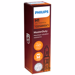 Philips MasterDuty 13258MDC1 Lampe pour éclairage avant 24 V, 70 W, 24 V, H1, Halogène, 3200 K, 1 pièce(s)
