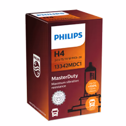 Philips MasterDuty 13342MDC1 Lampe pour éclairage avant 24 V, 75 W, 24 V, H4, Halogène, 3200 K, 1 pièce(s)