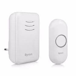 Byron DBY-22312 B312 Kit de carillon sans fil, Blanc, 80 dB, Maison, Bureau, IP44, Plastique, Numérique