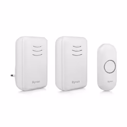 Byron DBY-22314 B314 Kit de carillons sans fil, Blanc, 80 dB, Maison, Bureau, IP44, Plastique, Numérique
