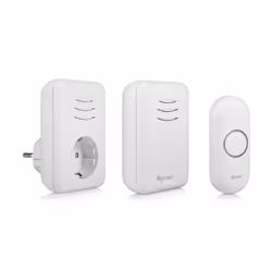 Byron DBY-22316 B316 Kit de carillon sans fil, Blanc, 80 dB, Maison, Bureau, IP44, Plastique, Numérique