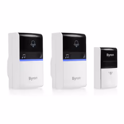 Byron DBY-23415 Kit carillon sans fil B415, Noir, Blanc, 80 dB, Maison, Bureau, IP44, 10 pièce(s), 2 pièce(s)