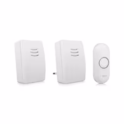 Byron DBY-21134 Kit carillon sans fil DB134, Blanc, 80 dB, Maison, Bureau, IP44, Plastique, Numérique